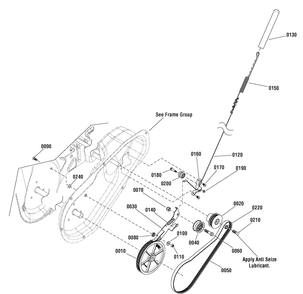 Auger Drive Group Diagram and Parts List for 1695950  Briggs and Stratton Snow Blower